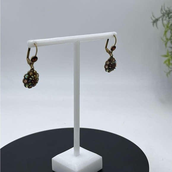 Michal Negrin Earrings Flower With Brown AB Swarovski Crystals Romantic Gift - Picture 16 of 16
